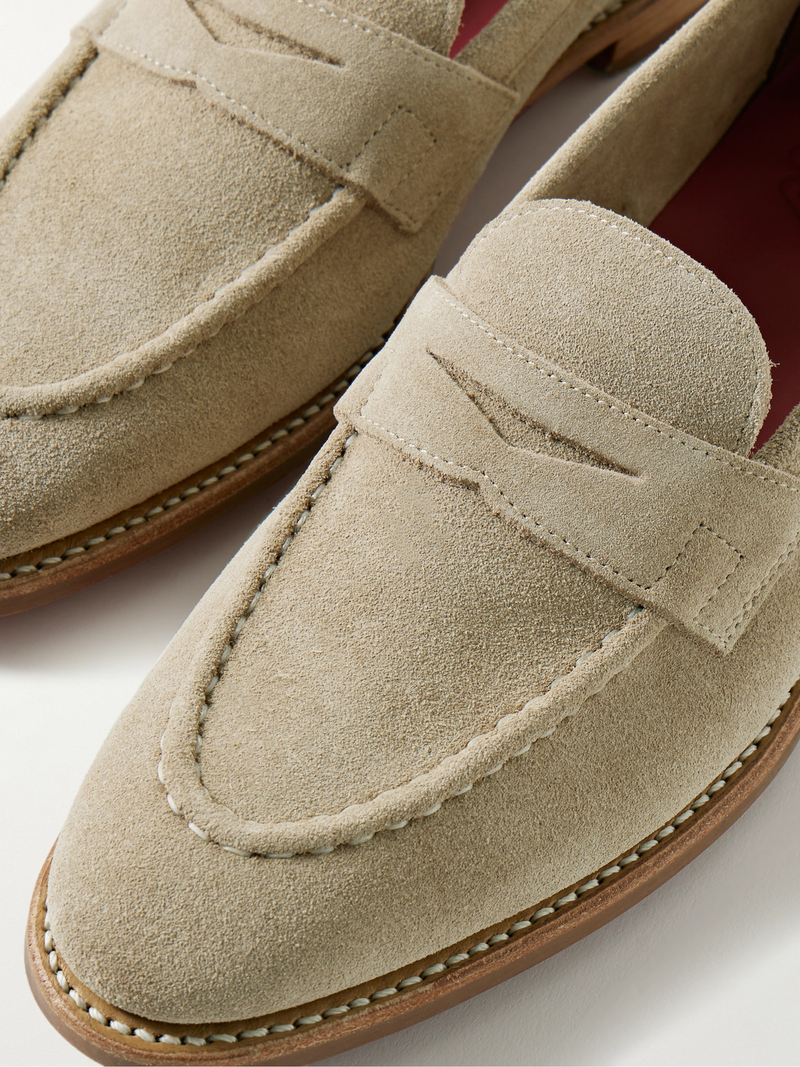 Shop Grenson Floyd Suede Penny Loafers In Neutrals