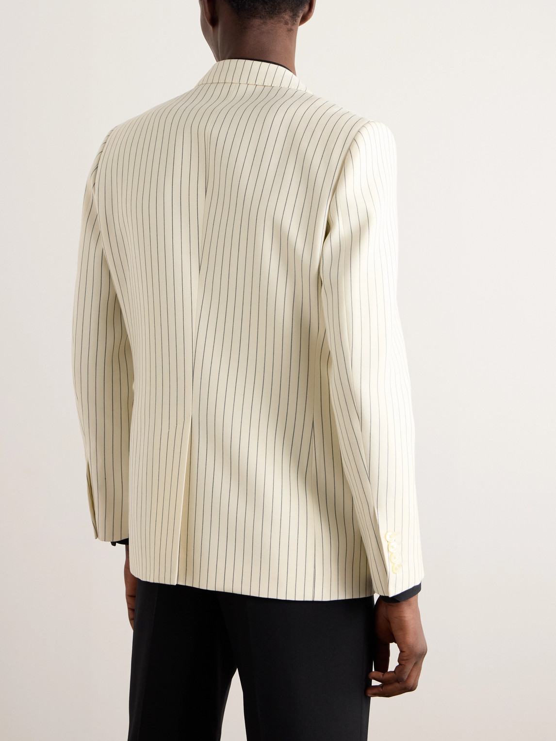 Celine Slim-fit Pinstriped Wool-twill Blazer In Animal Print