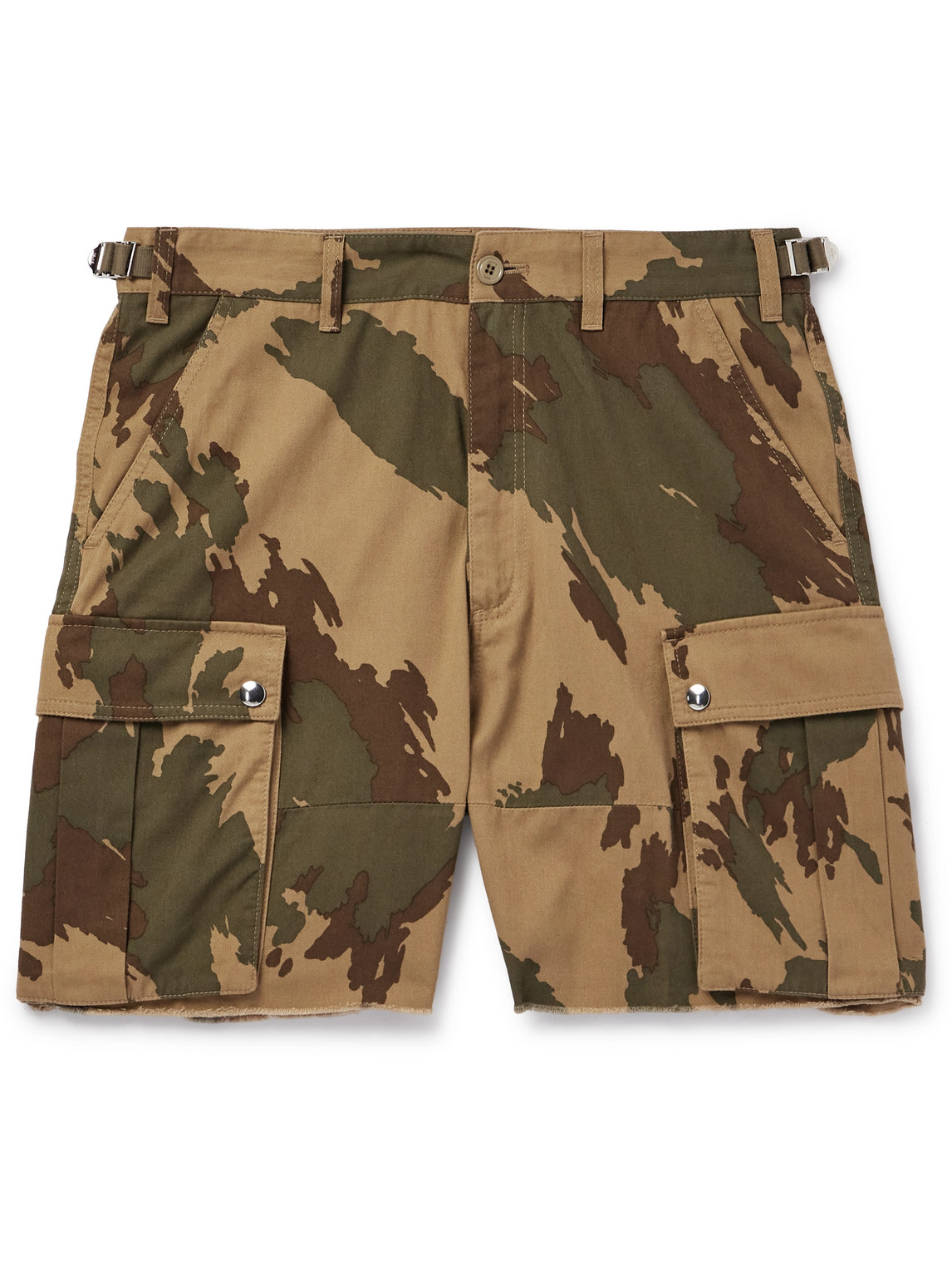 Celine Straight-leg Camouflage-print Cotton-twill Cargo Shorts In Green