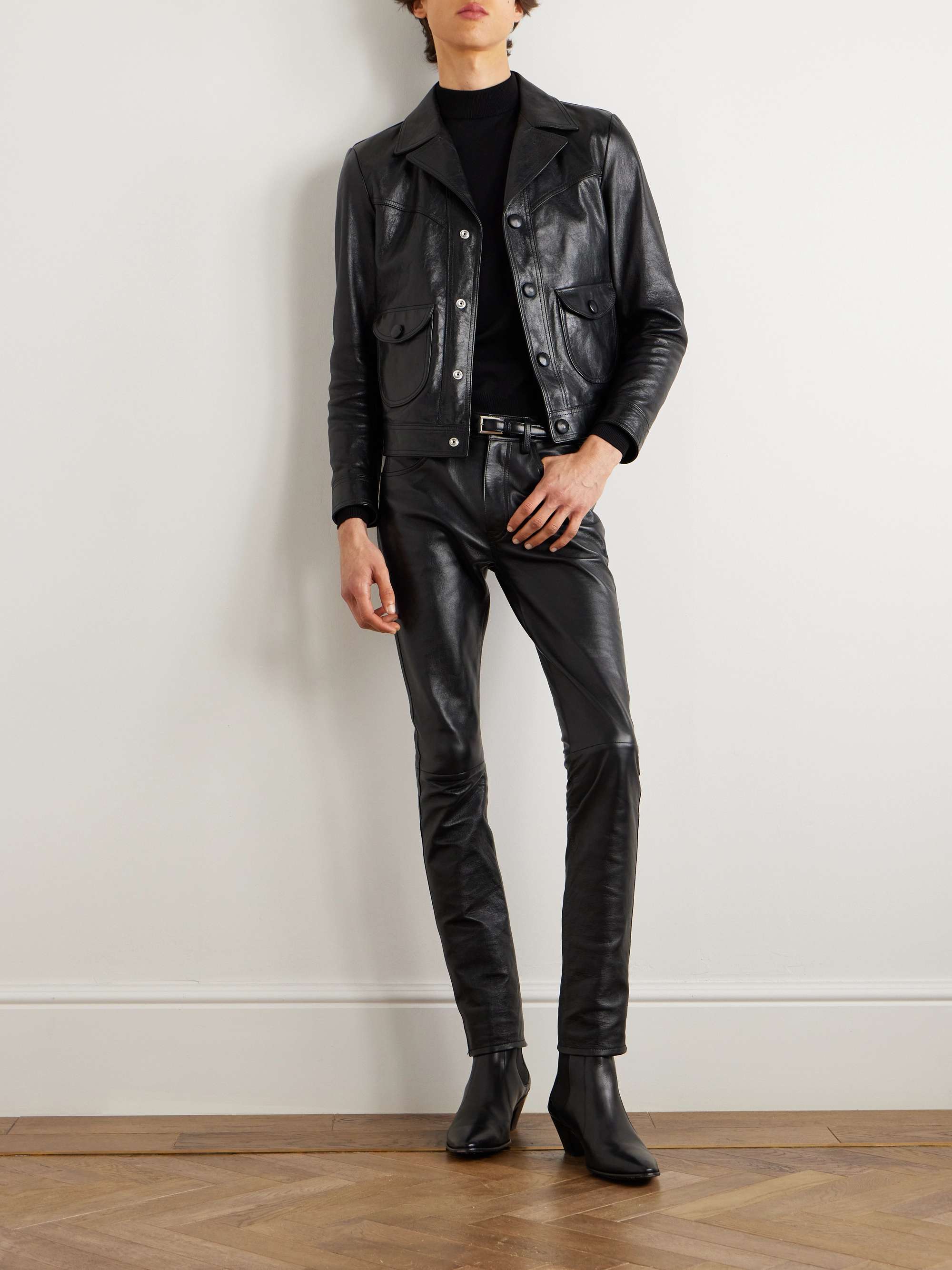 CELINE HOMME Lou Straight-Leg Panelled Leather Trousers for Men | MR PORTER