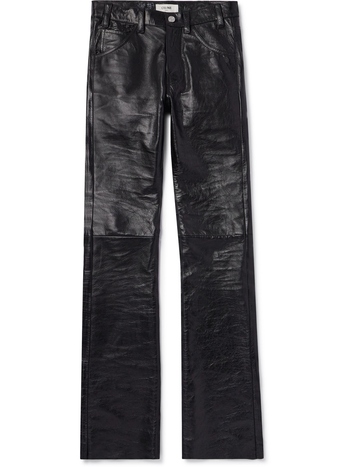 Celine Lou Straight-leg Panelled Leather Trousers In Animal Print
