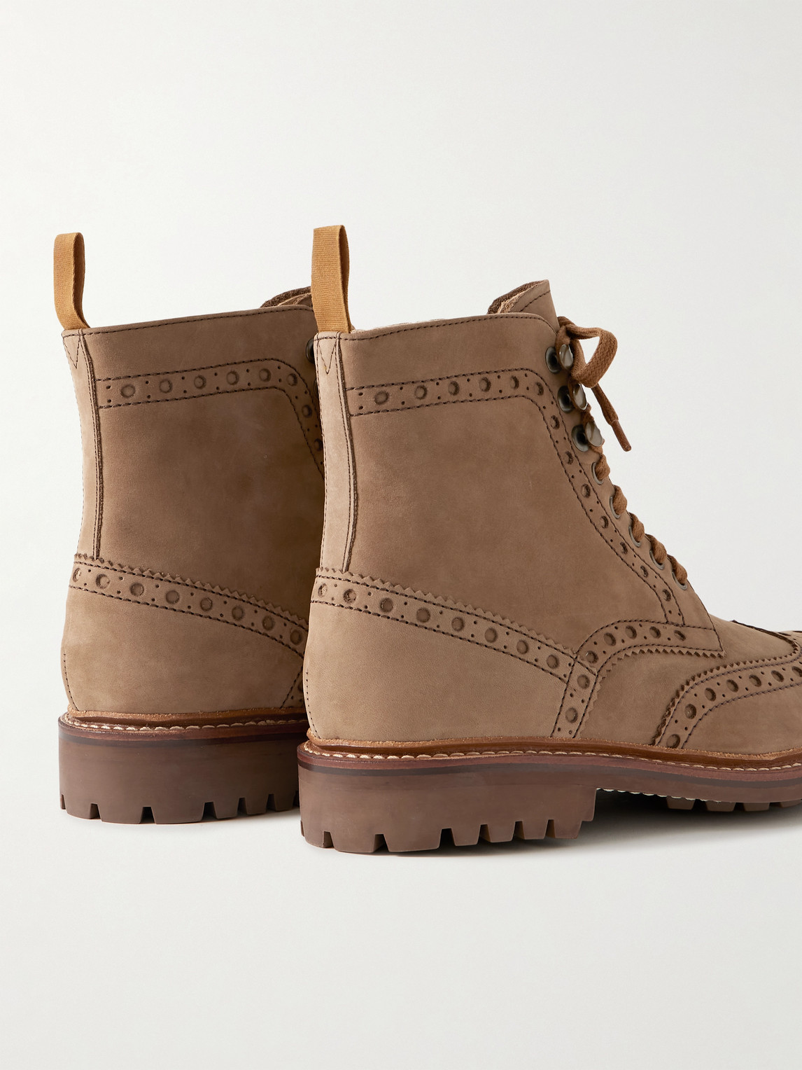 Shop Grenson Fred Nubuck Brouge Boots In Brown