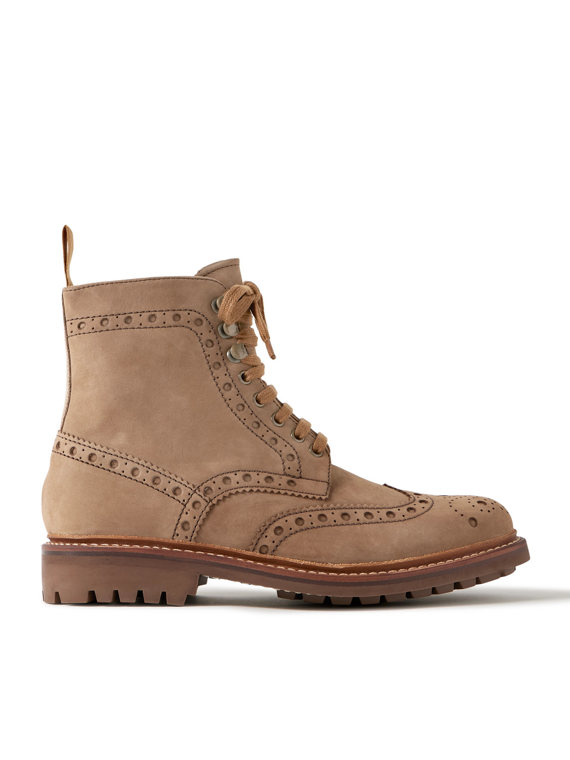Grenson Fred Nubuck Brouge Boots In Brown