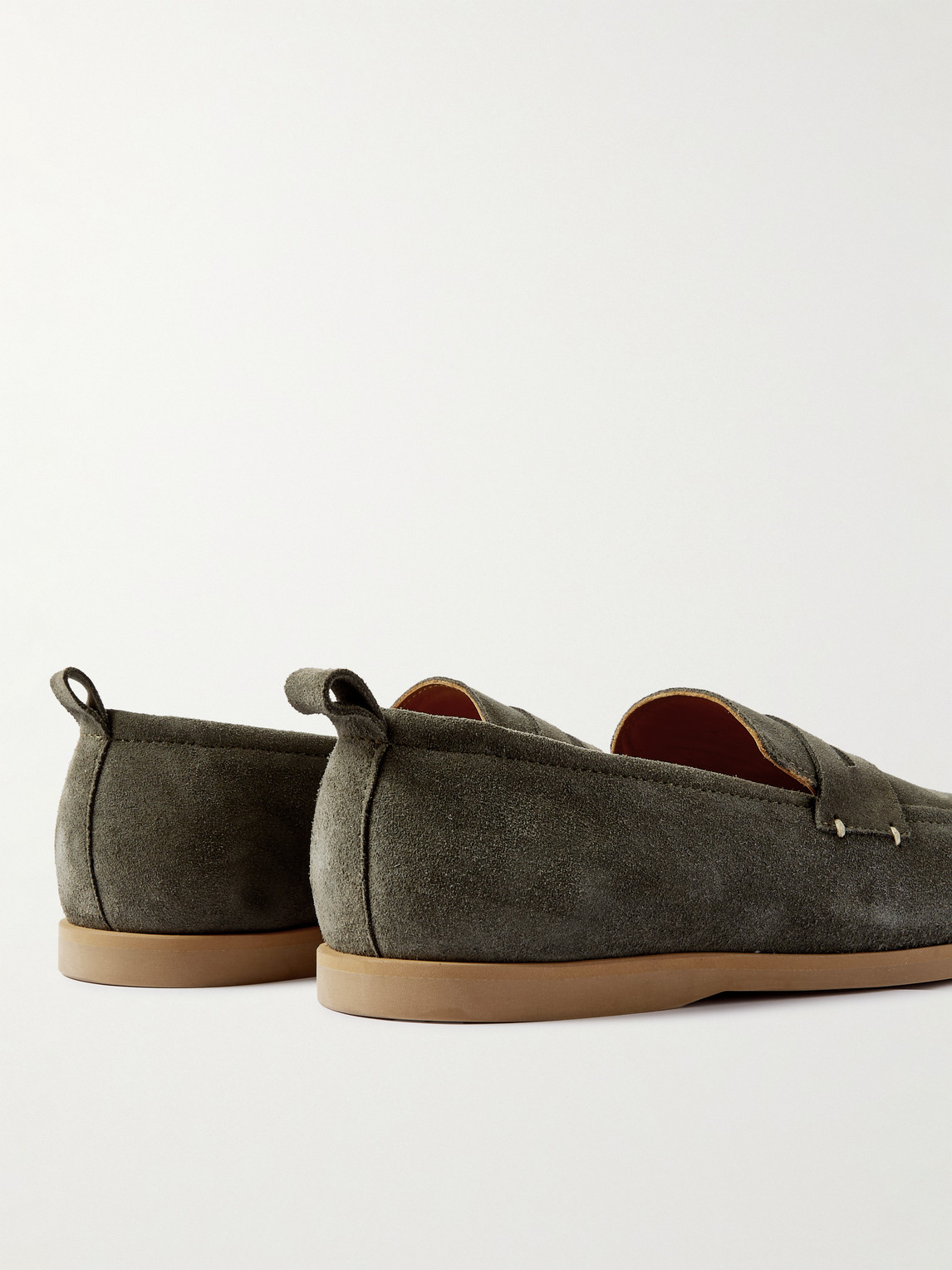 Shop Mr P Regenerated Suede By Evolo® Penny Loafers In Green