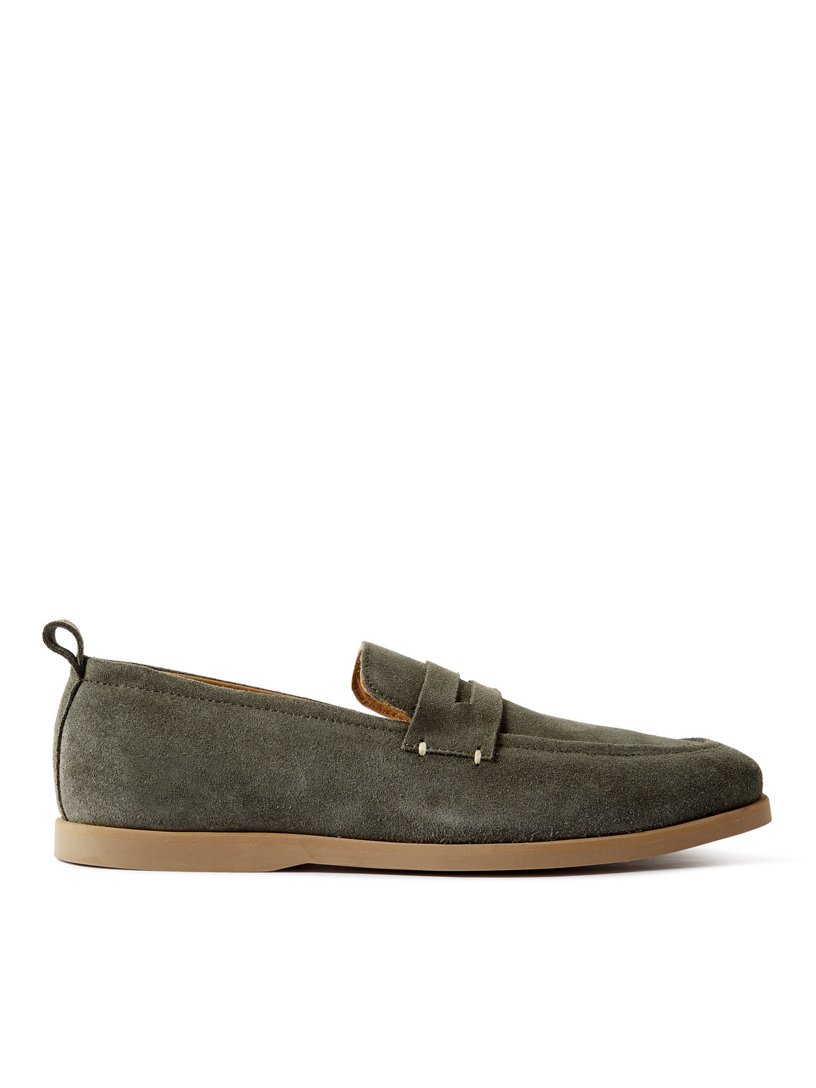 Mr P. Regenerated Suede By Evolo® Penny Loafers In Green