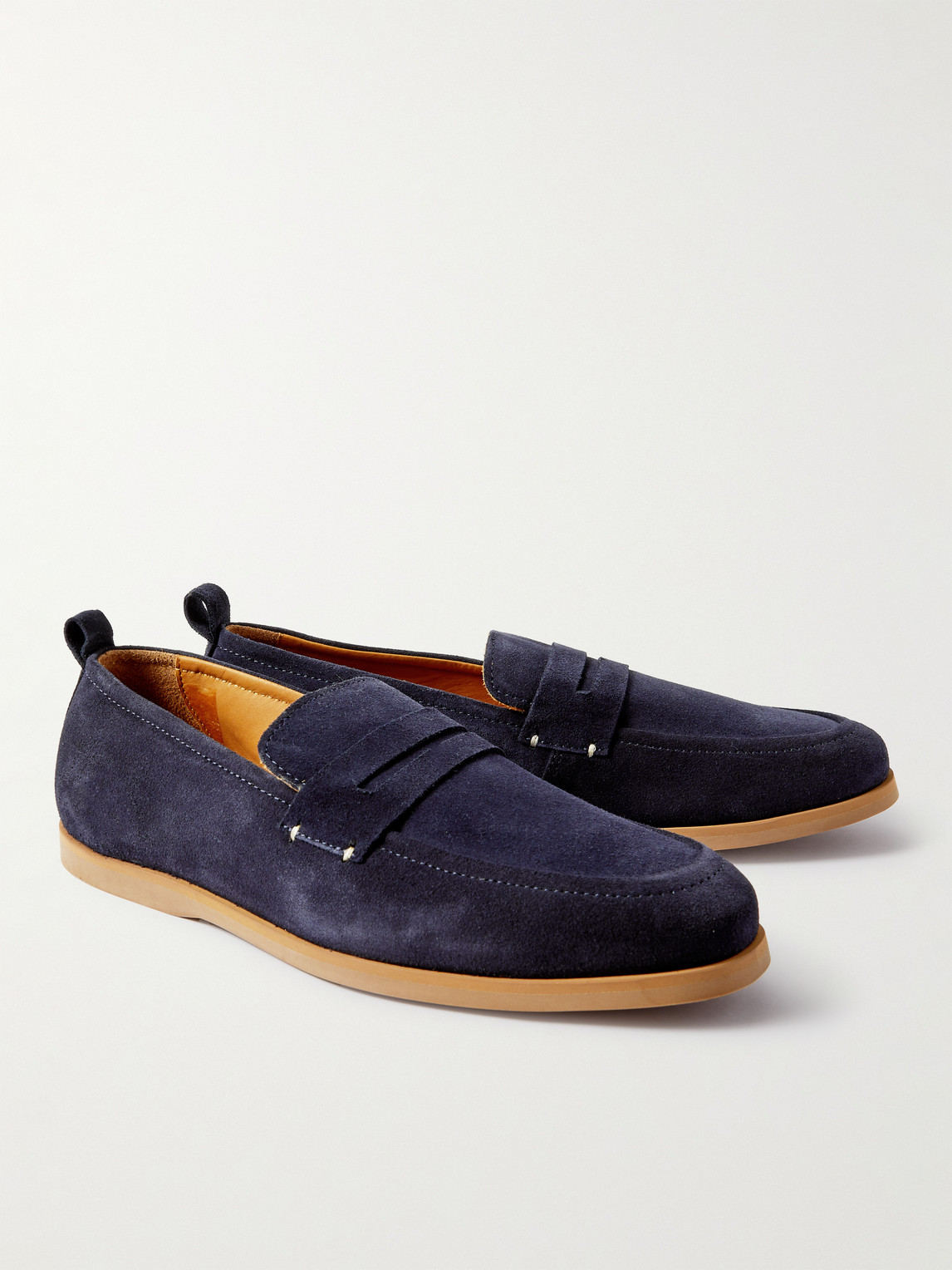 Shop Mr P Regenerated Suede By Evolo® Penny Loafers In Blue