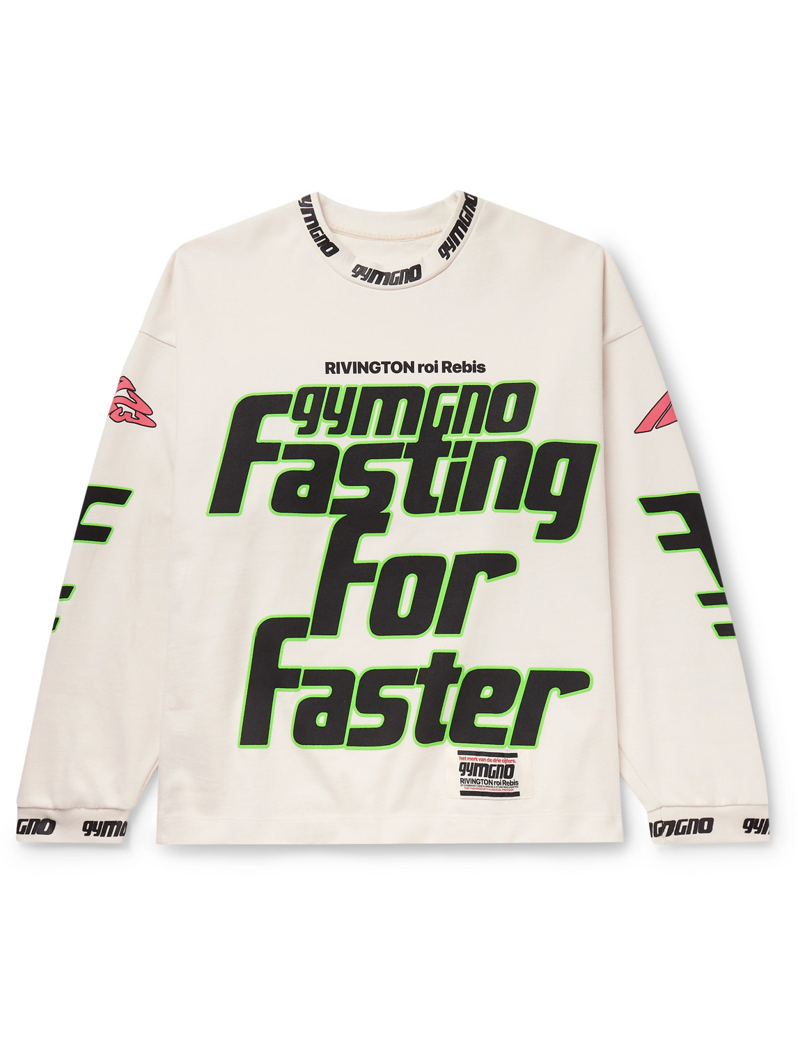 Fasting for Faster Oversized Printed Appliquéd Cotton-Jersey Sweatshirt