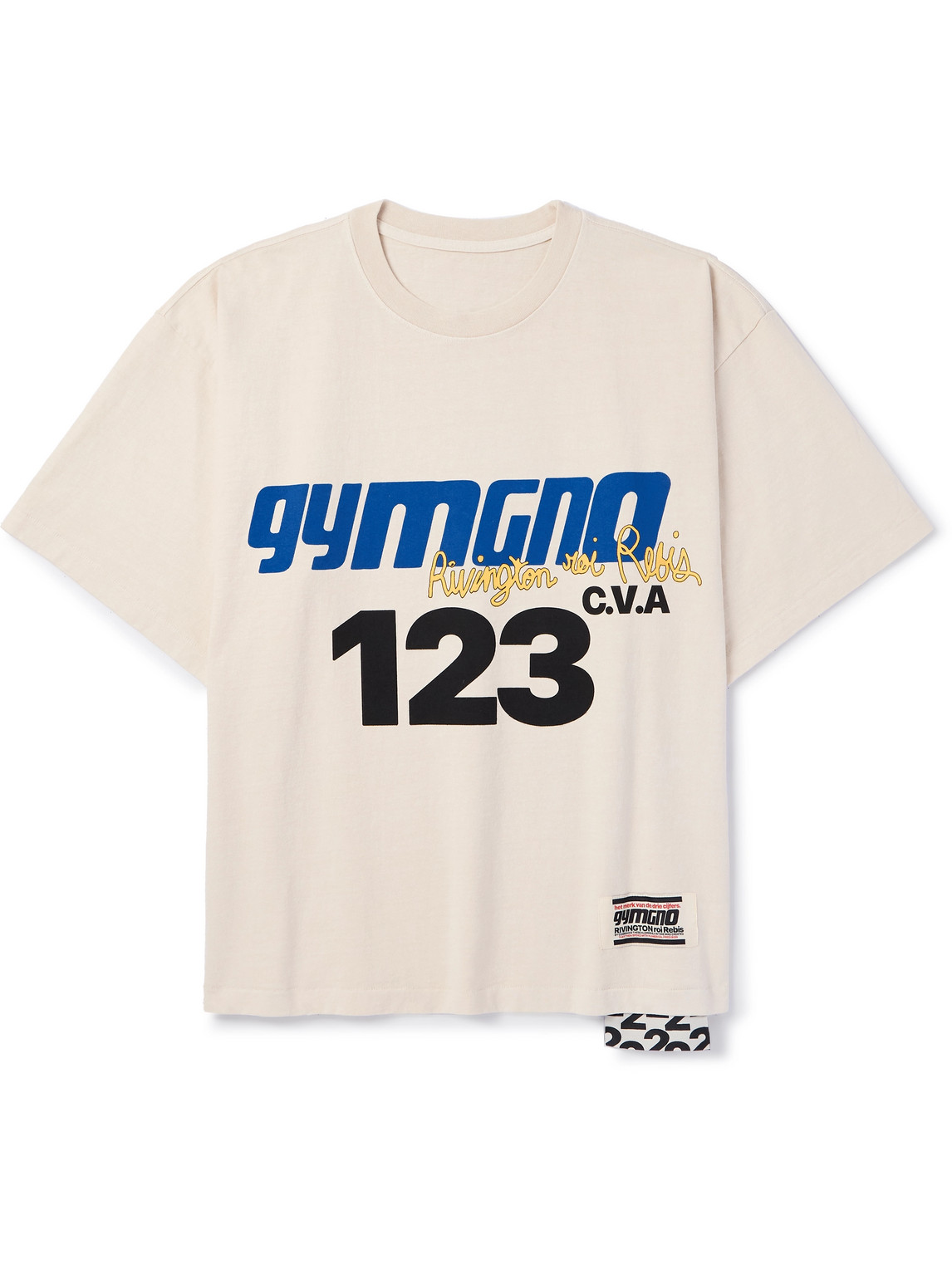 Rrr123 Speak Dangerously #2 Oversized Logo-appliquéd Printed Cotton-jersey T-shirt In Neutrals