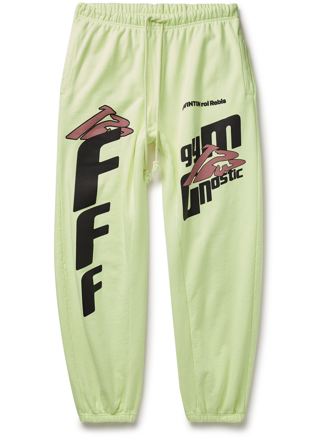 Rrr123 Fasting For Faster Tapered Printed Cotton-jersey Sweatpants In Green