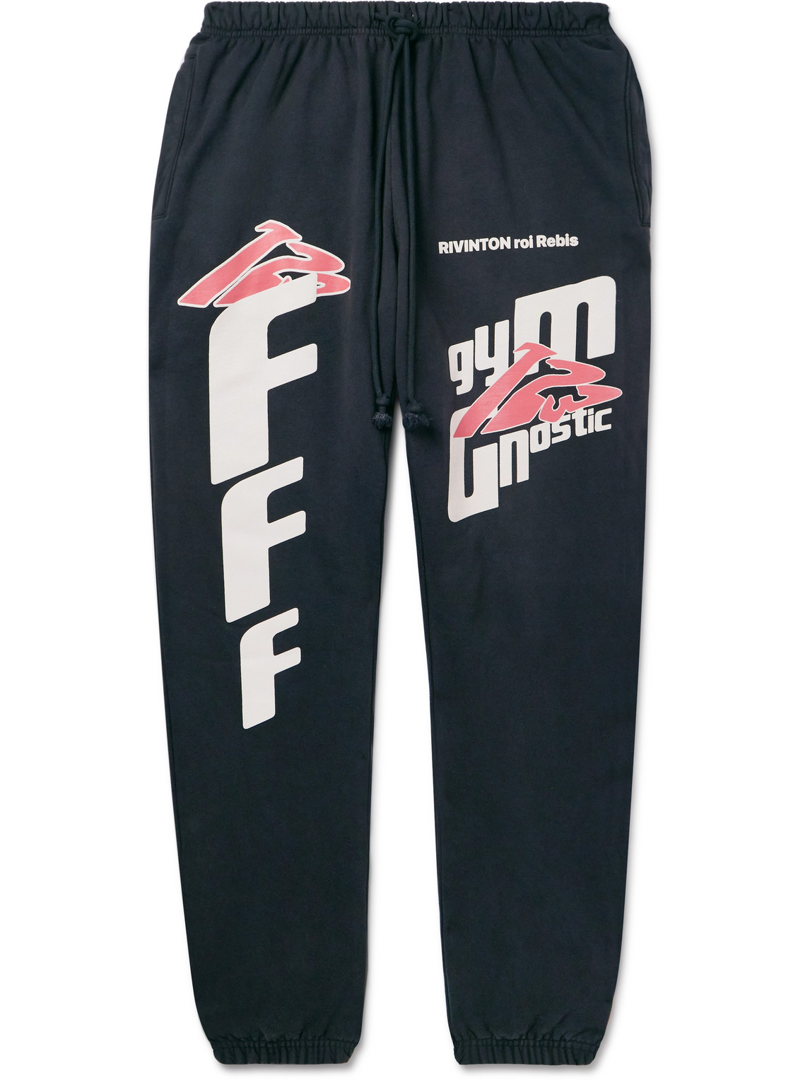 Rrr123 Fasting For Faster Tapered Printed Cotton-jersey Sweatpants In Black