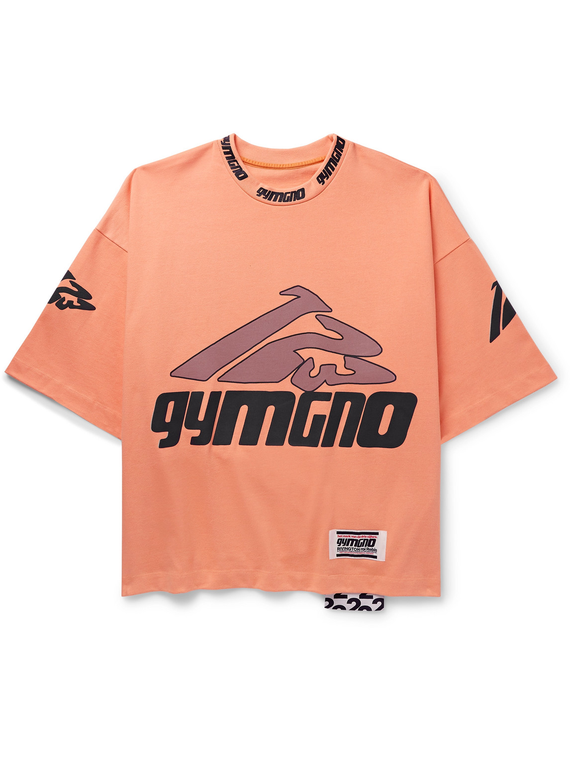 Rrr123 Fasting For Faster Printed Appliquéd Cotton-jersey T-shirt In Orange