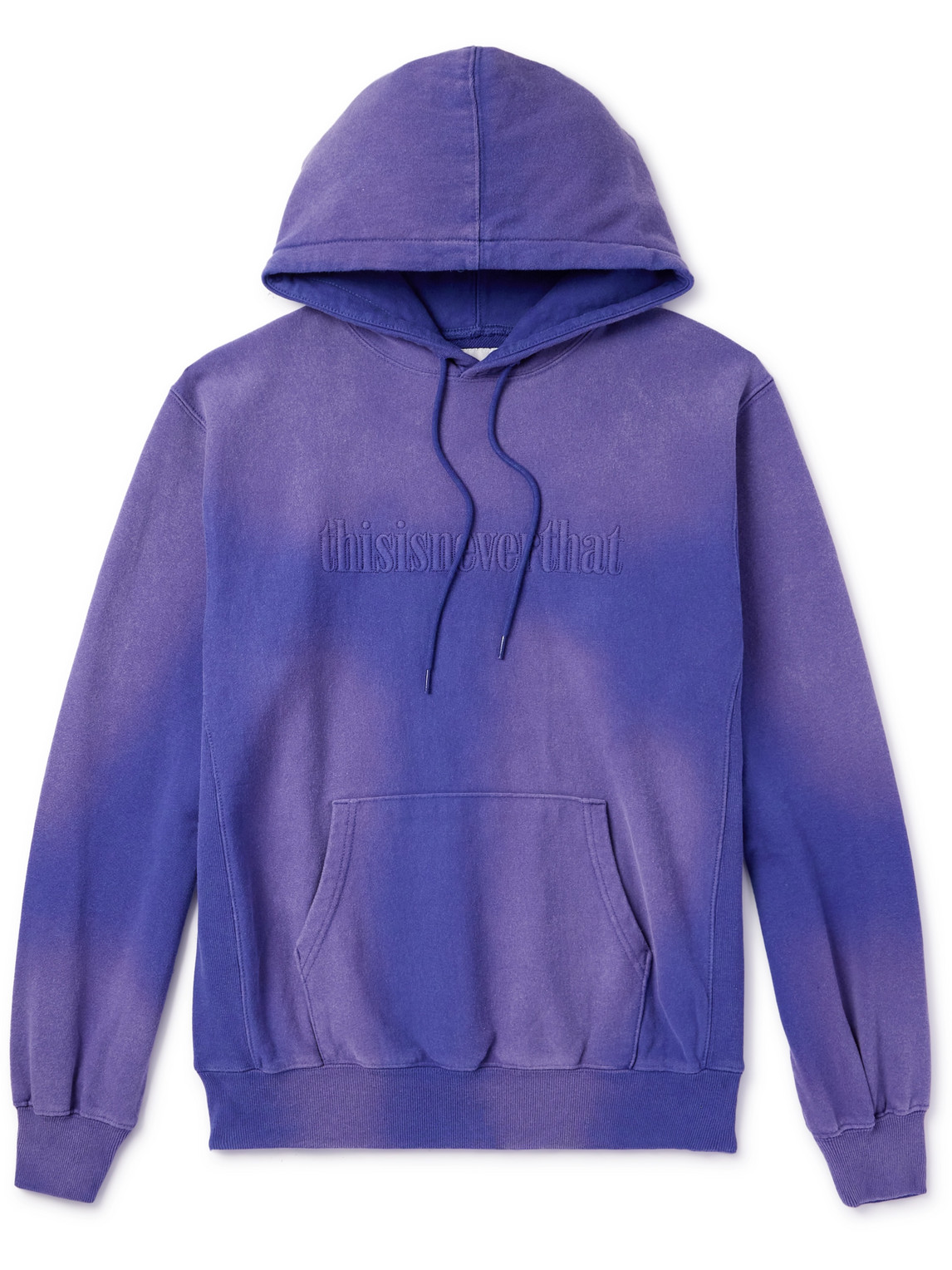 Thisisneverthat Logo-embroidered Bleached Cotton-jersey Hoodie In Purple