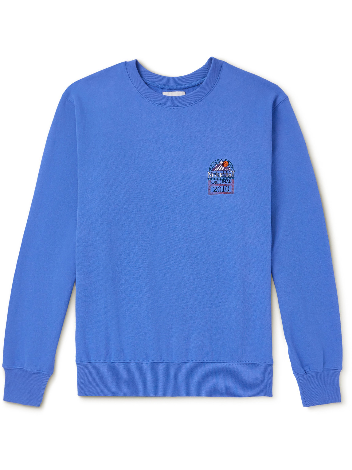 Thisisneverthat Logo-embroidered Cotton-jersey Sweatshirt In Blue