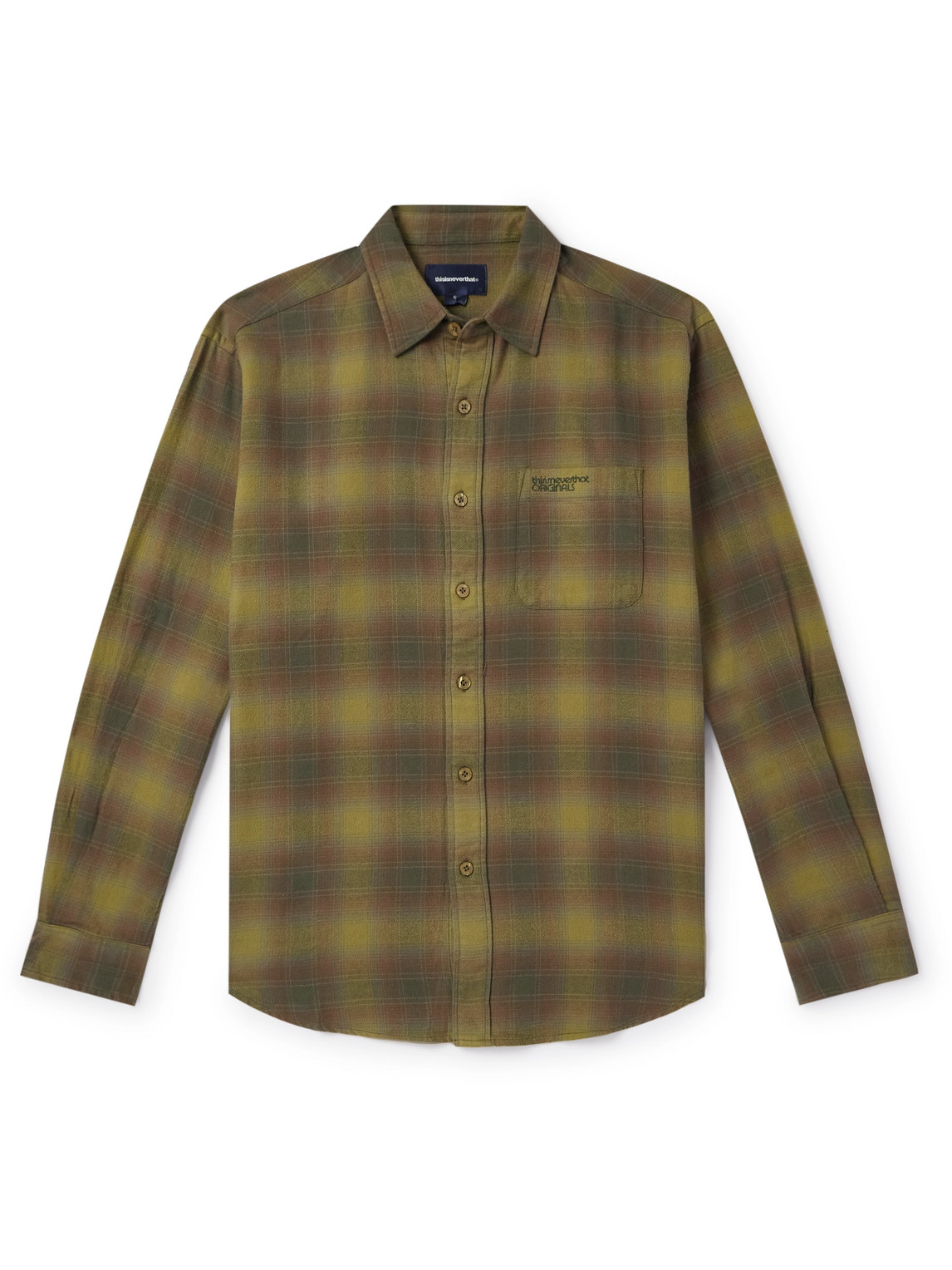 Thisisneverthat Checked Cotton-flannel Shirt In Green