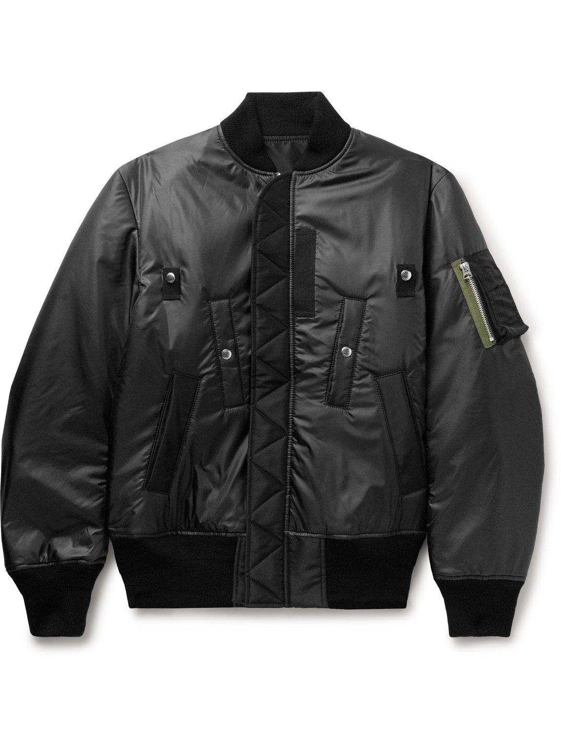 Sacai Canvas-trimmed Padded Shell Bomber Jacket In Black
