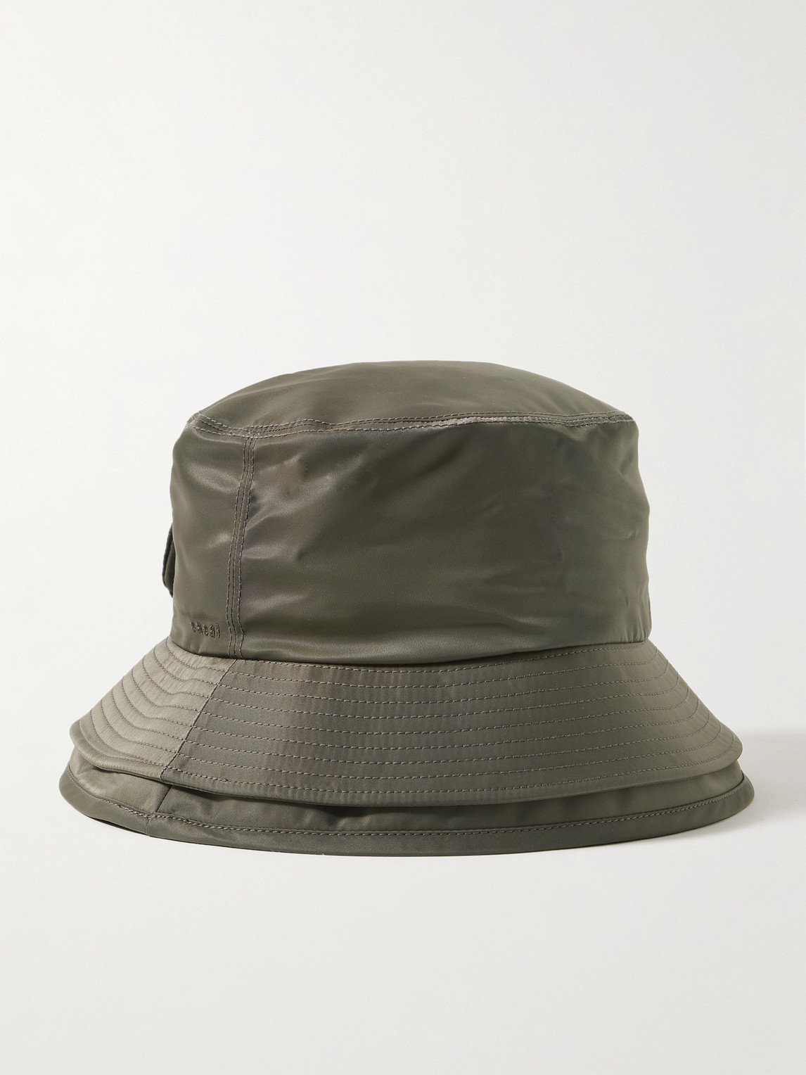 Shop Sacai Layered Nylon Bucket Hat In Green