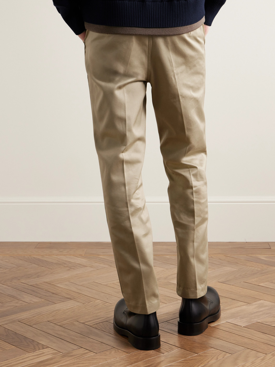 Sacai Slim-Fit Straight-Leg Belted Cotton-Twill Trousers