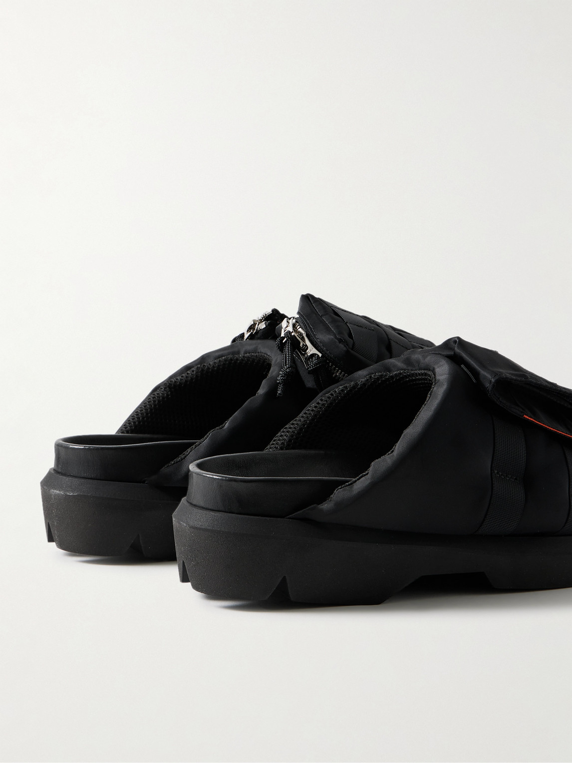 Shop Sacai Webbing-trimmed Shell Slides In Black