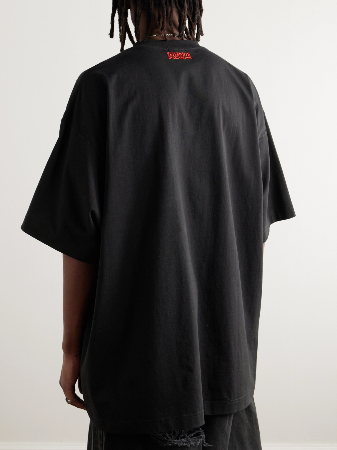 Shop Vetements Anime Freak Oversized Printed Embroidered Cotton-jersey T-shirt In Black