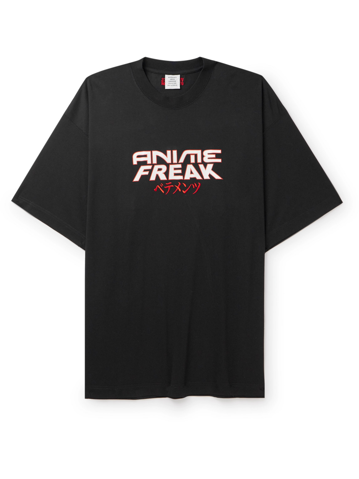 Shop Vetements Anime Freak Oversized Printed Embroidered Cotton-jersey T-shirt In Black