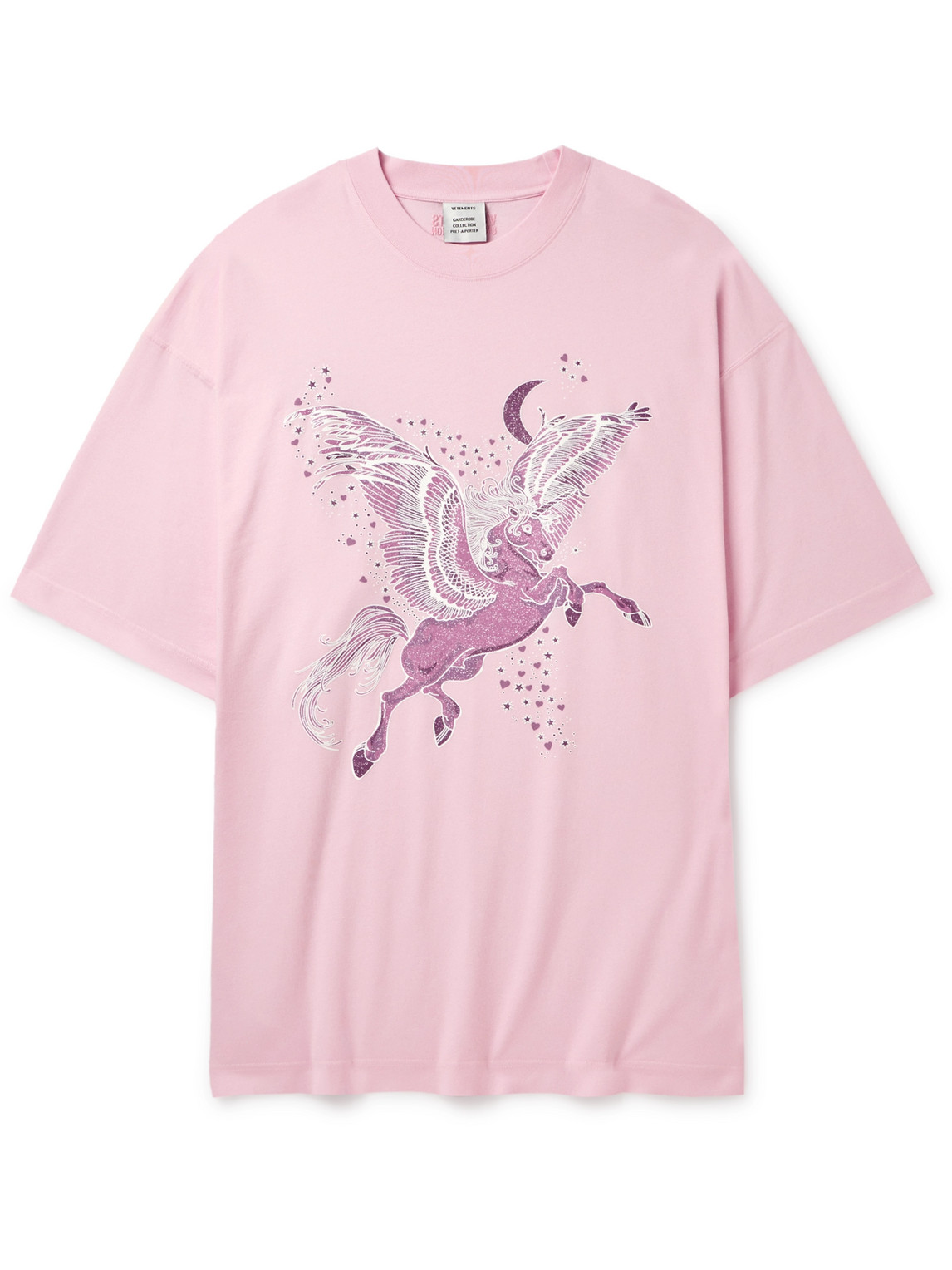 Vetements Flying Unicorn Oversized Printed Cotton-jersey T-shirt In Pink