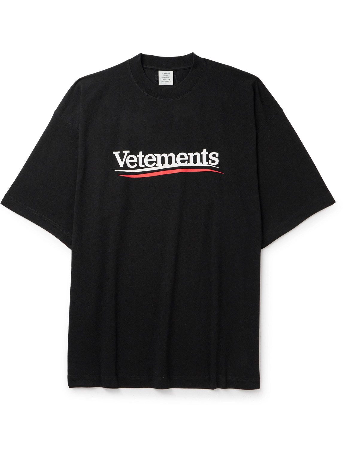 Vetements Oversized Logo-print Cotton-jersey T-shirt In Black