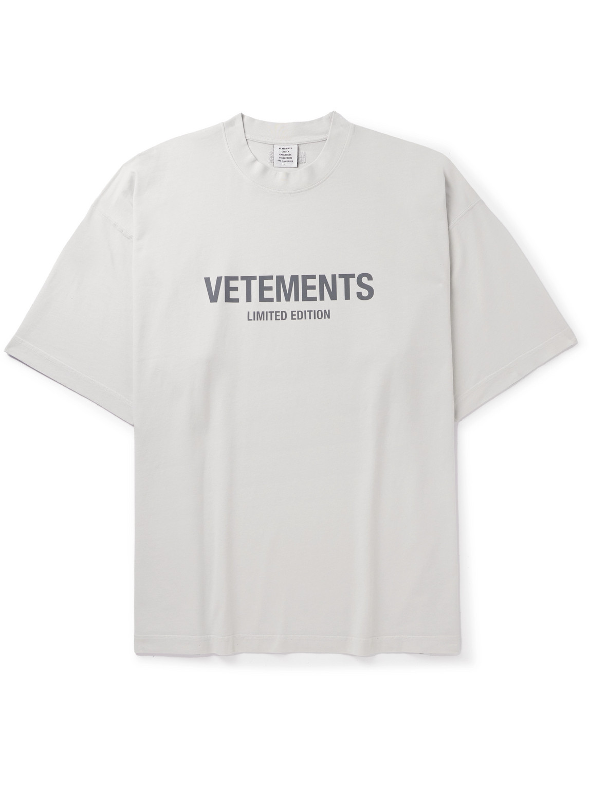 Vetements Logo-print Cotton-jersey T-shirt In Gray