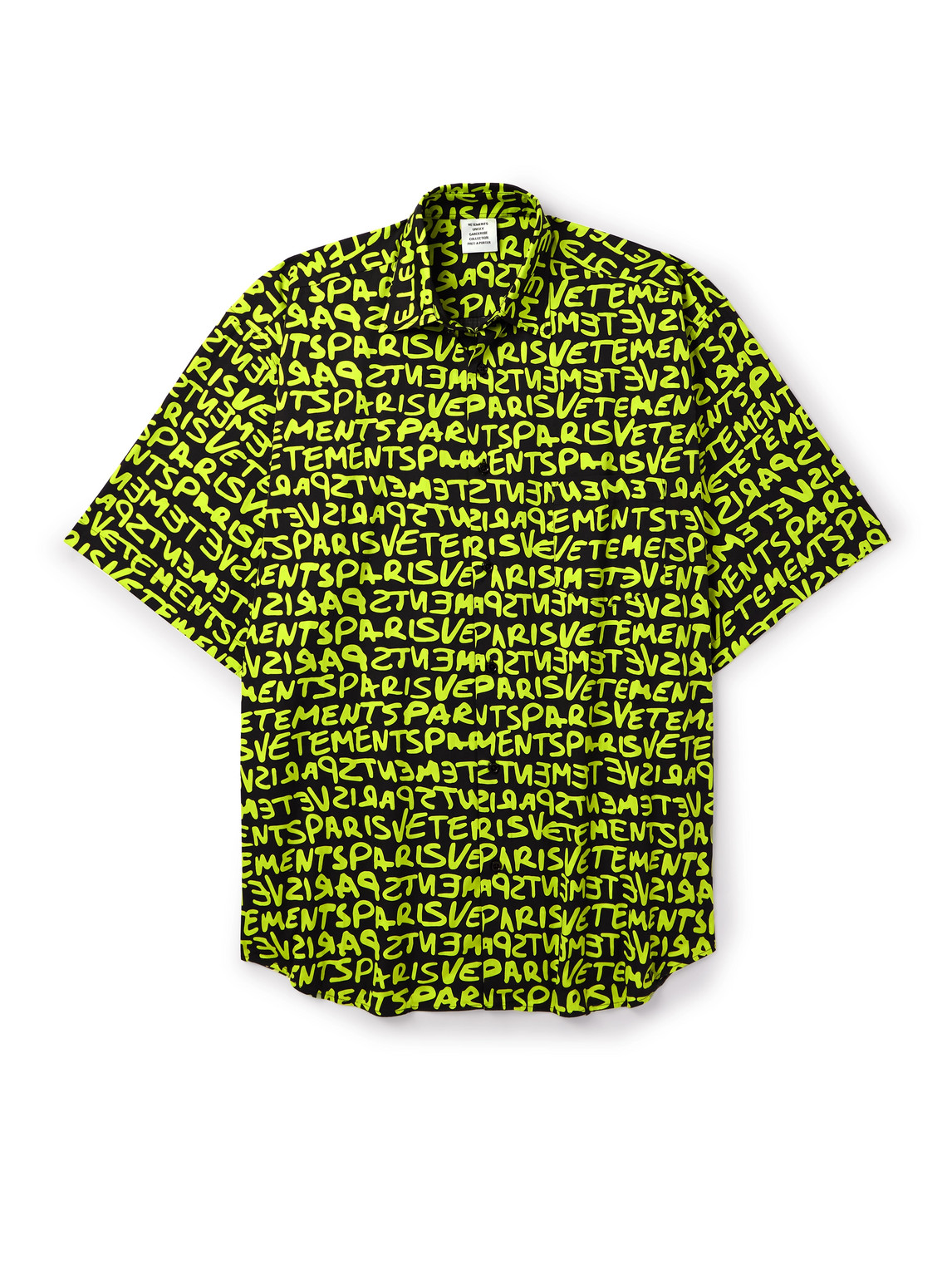Vetements Logo-print Cotton-poplin Shirt In Yellow