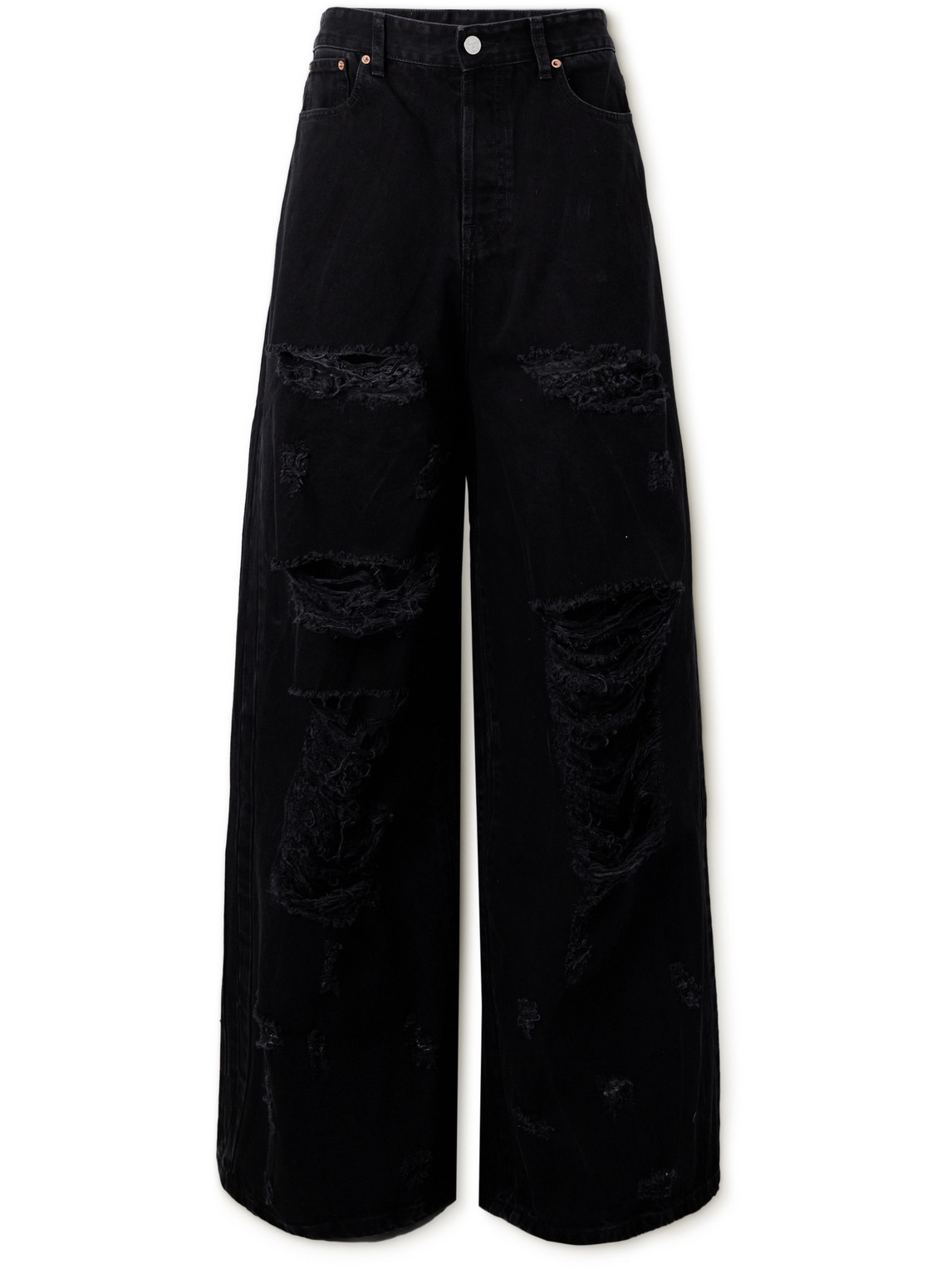 Vetements Destroyed Flared Distressed Jeans In Black
