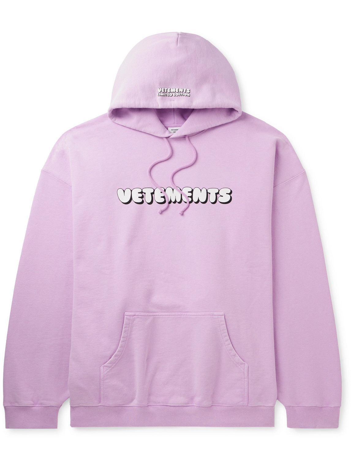 Vetements Logo-print Cotton-blend Jersey Hoodie In Pink