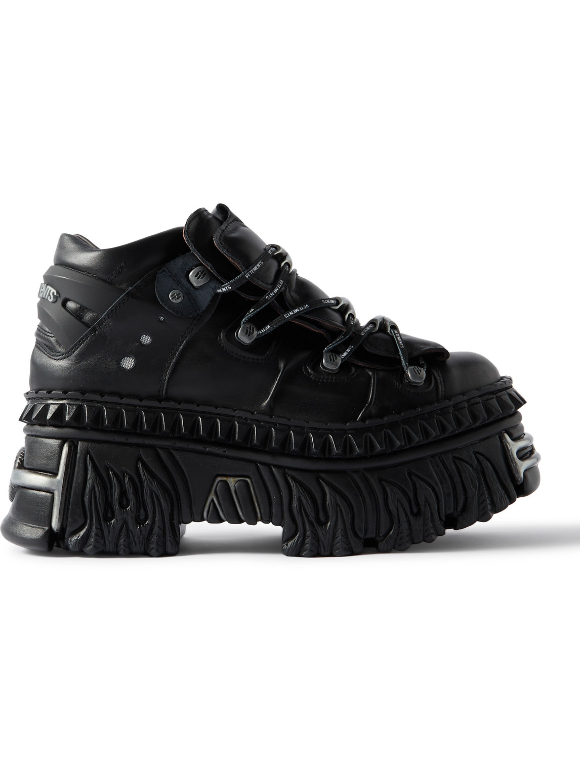 New Rock Embellished Leather Platform Sneakers