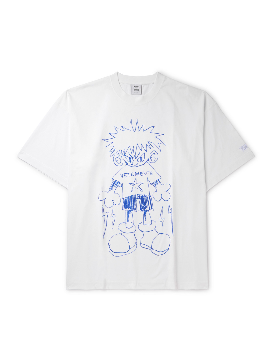 Vetements Scribbled Teen Oversized Logo-print Cotton-jersey T-shirt In White
