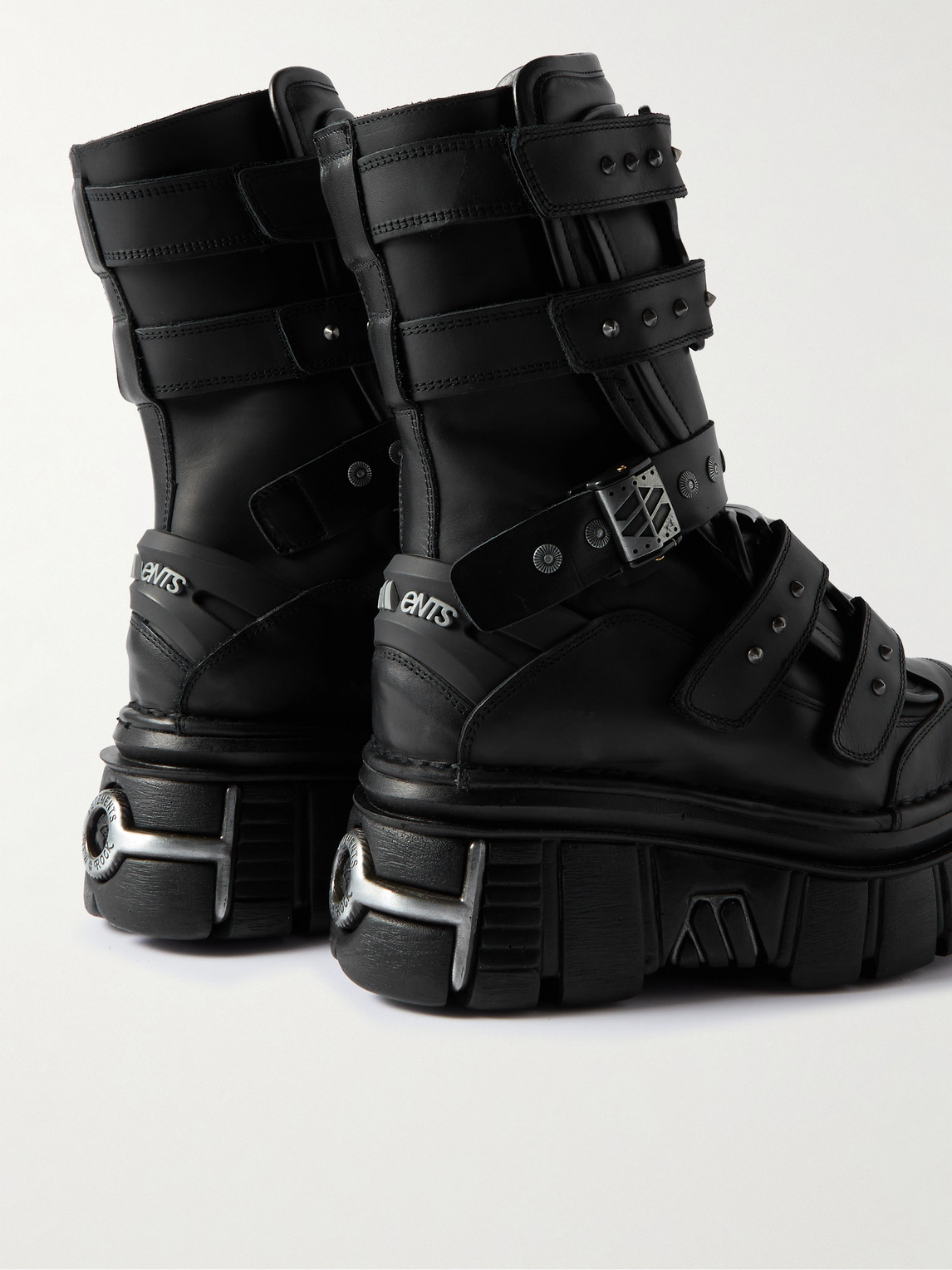 Shop Vetements New Rock Gamer Embellished Leather Platform Boots In Black