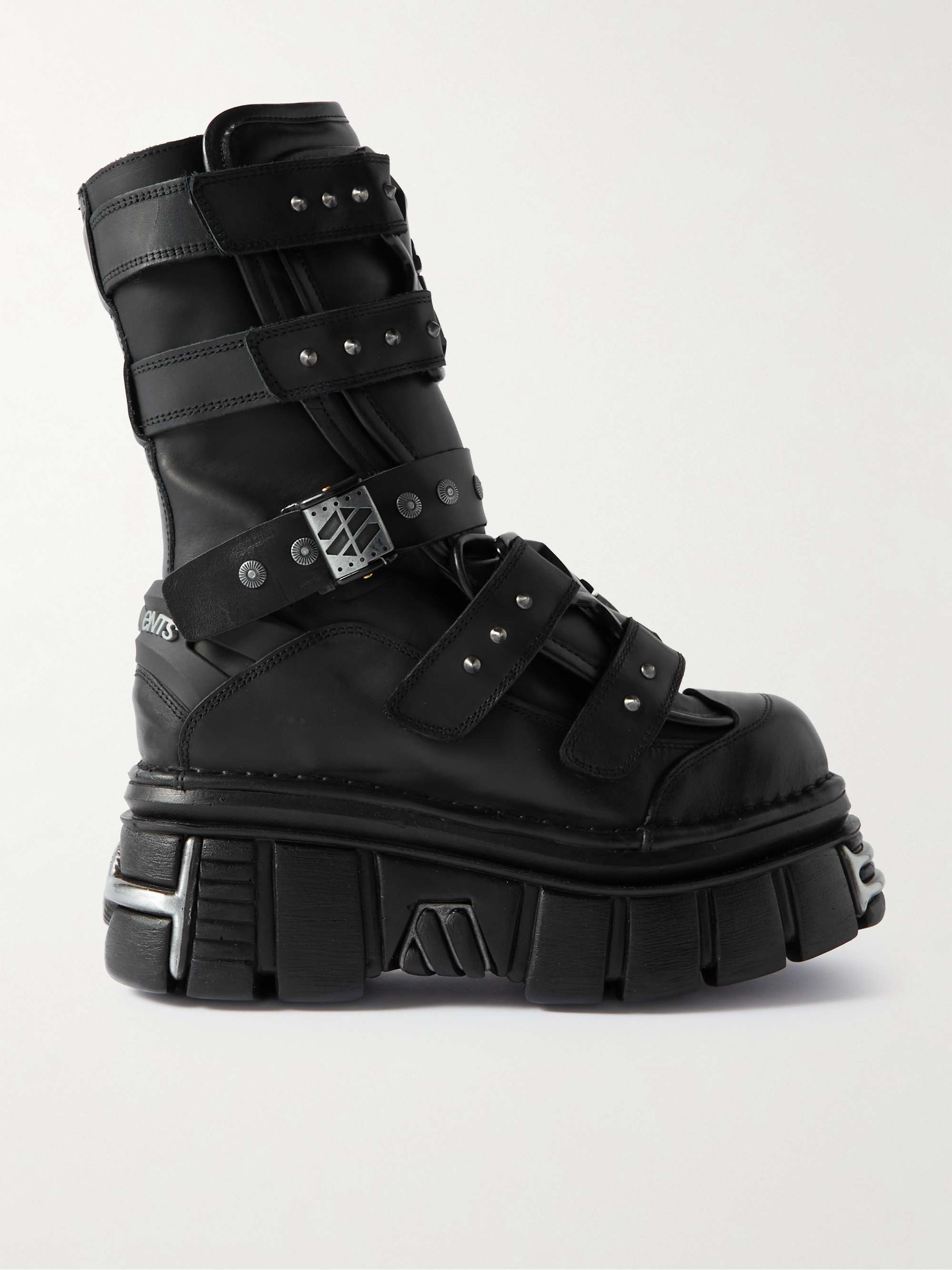 VETEMENTS + New Rock Gamer Embellished Leather Platform Boots for Men ...