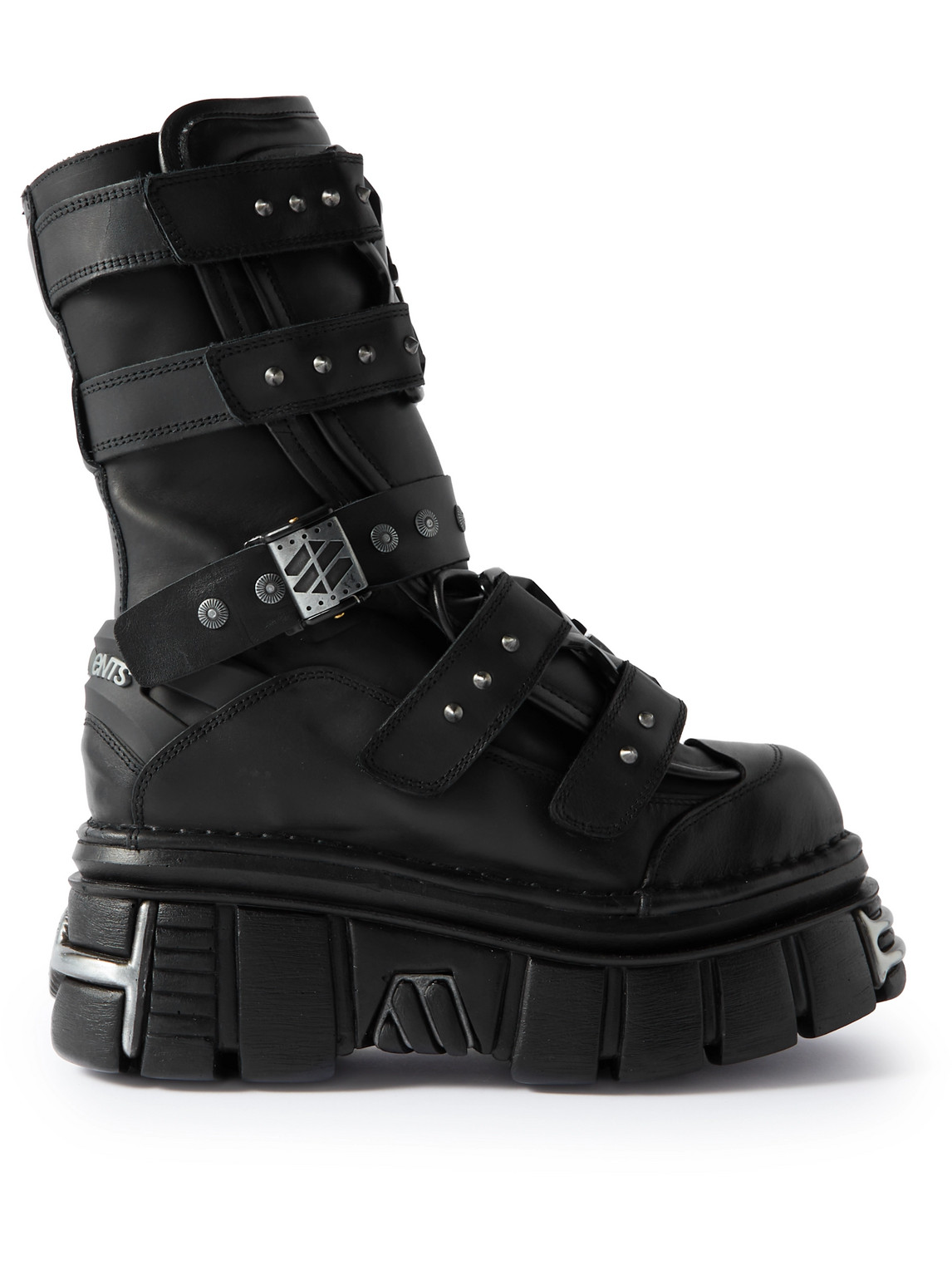 Shop Vetements New Rock Gamer Embellished Leather Platform Boots In Black