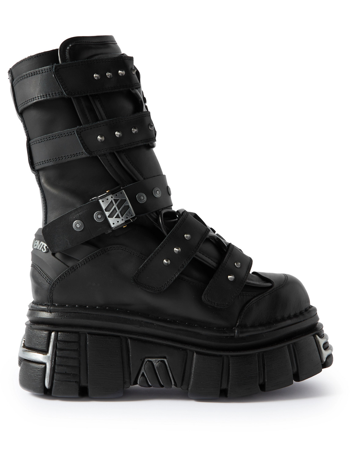 New Rock Gamer Embellished Leather Platform Boots