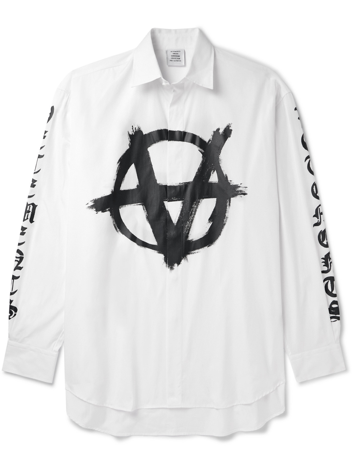 Vetements Logo-print Cotton-poplin Shirt In White