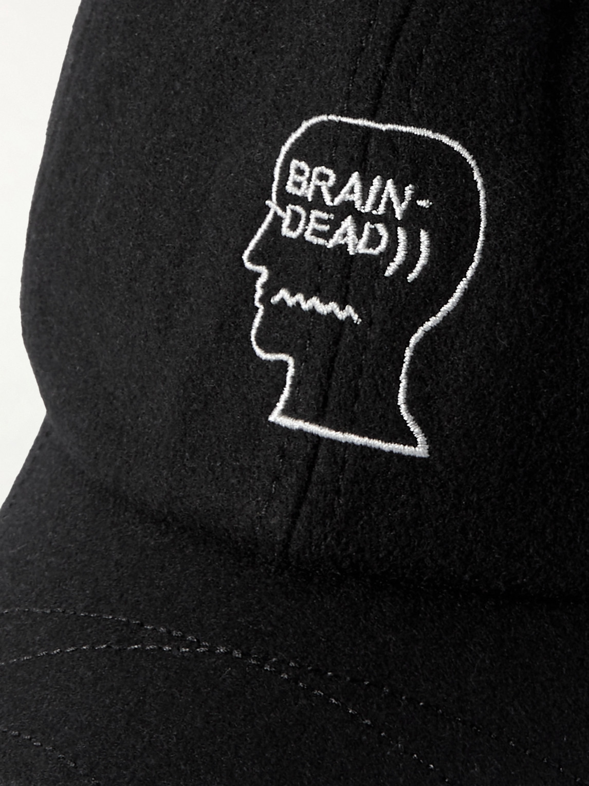 Shop Brain Dead Logo-embroidered Wool Baseball Cap In Black