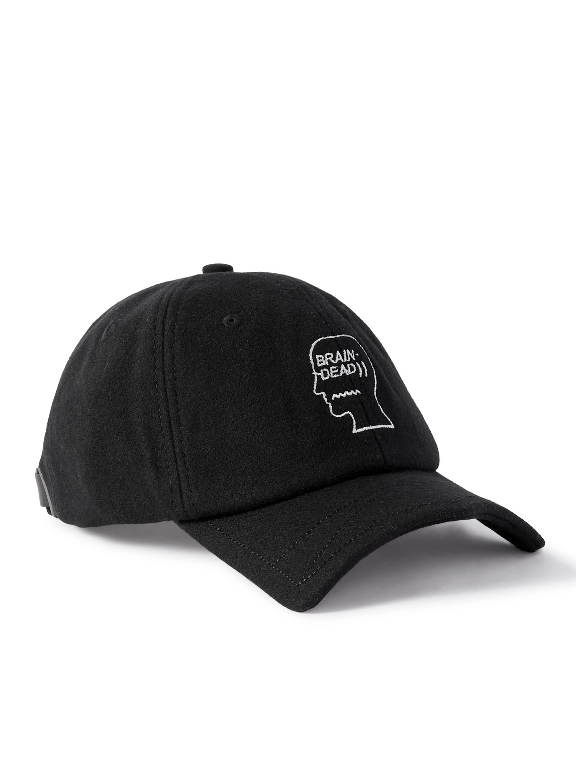 Shop Brain Dead Logo-embroidered Wool Baseball Cap In Black