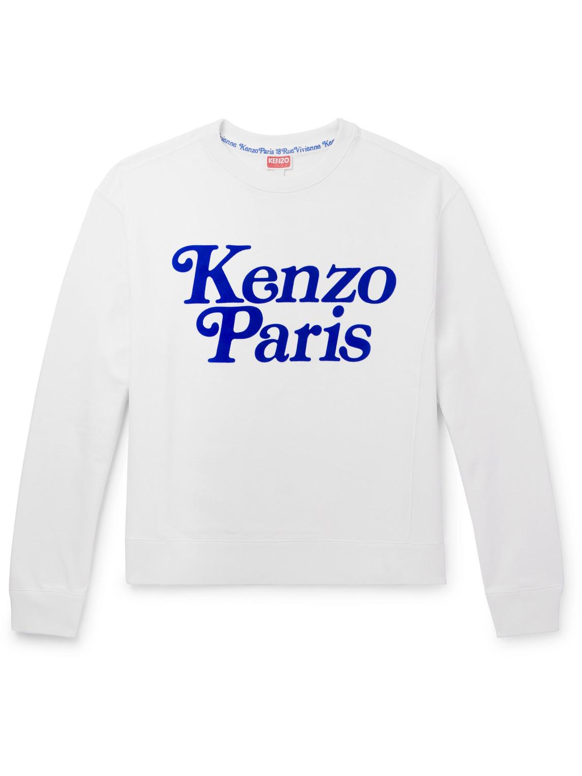 Kenzo Verdy Logo-flocked Cotton-jersey Sweatshirt In White