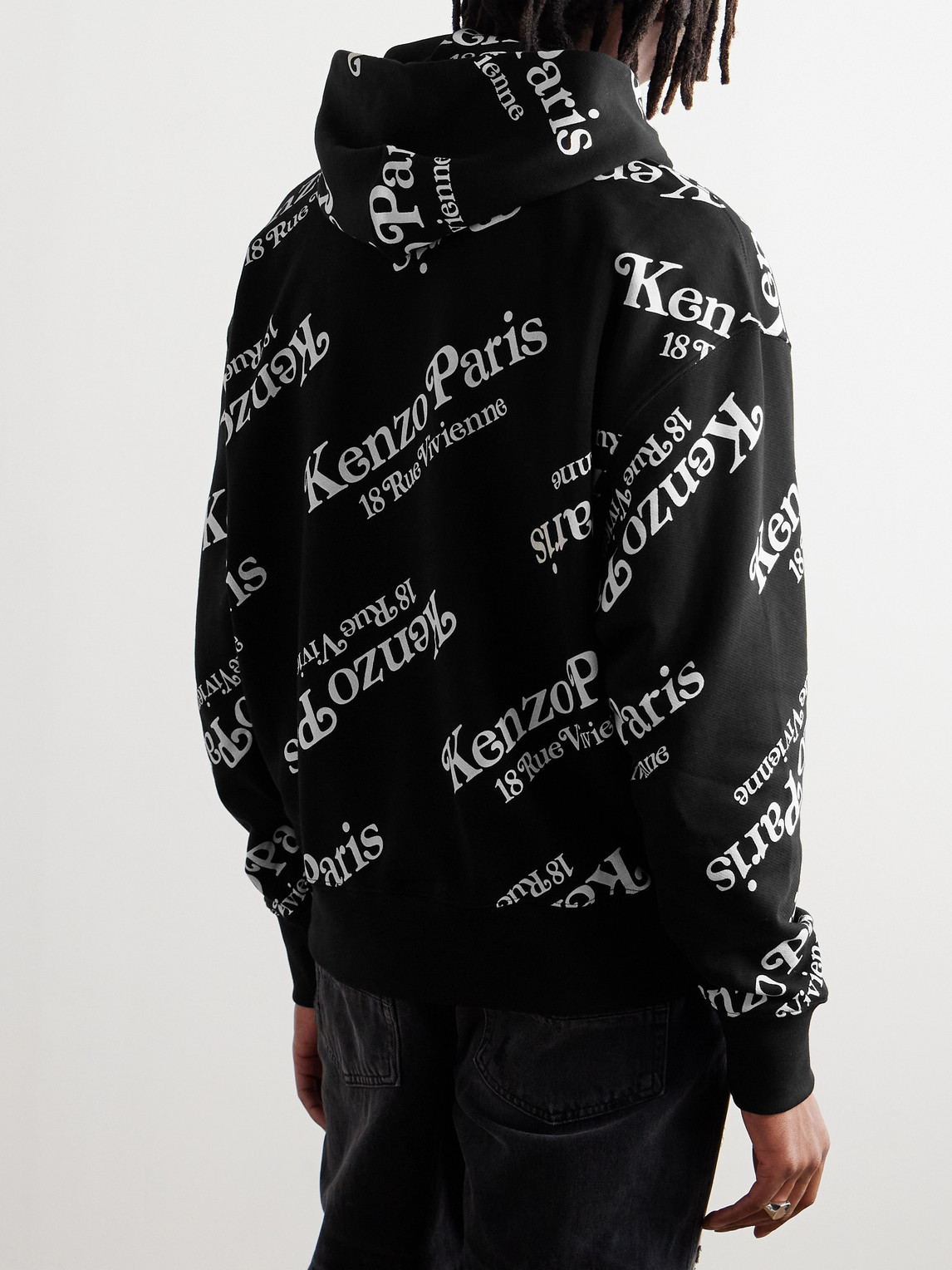 Shop Kenzo Verdy Logo-print Cotton-jersey Hoodie In Black