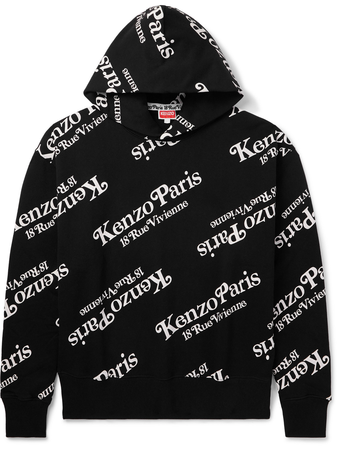 Shop Kenzo Verdy Logo-print Cotton-jersey Hoodie In Black