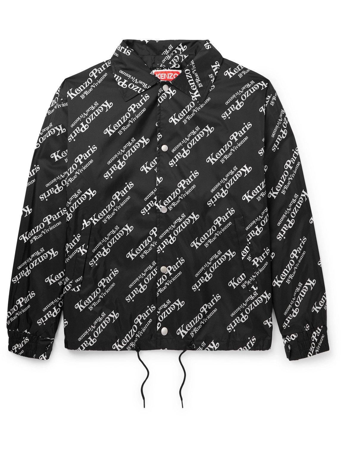 Shop Kenzo Verdy Logo-print Nylon Hooded Jacket In Black