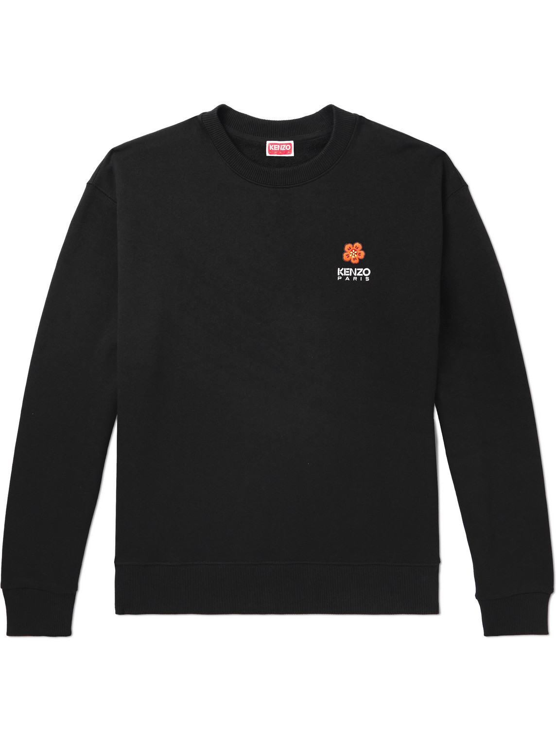 Kenzo Logo-embroidered Cotton-jersey Sweatshirt In Black