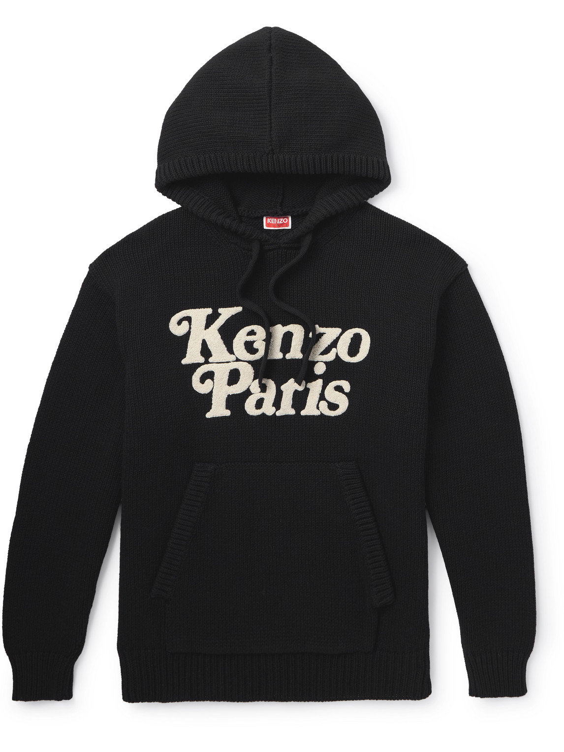 Shop Kenzo Logo-appliquéd Cotton Hoodie In Black