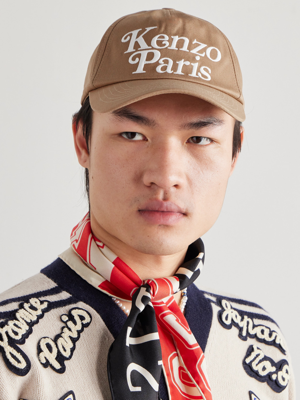 Shop Kenzo Logo-embroidered Cotton-twill Baseball Cap In Brown