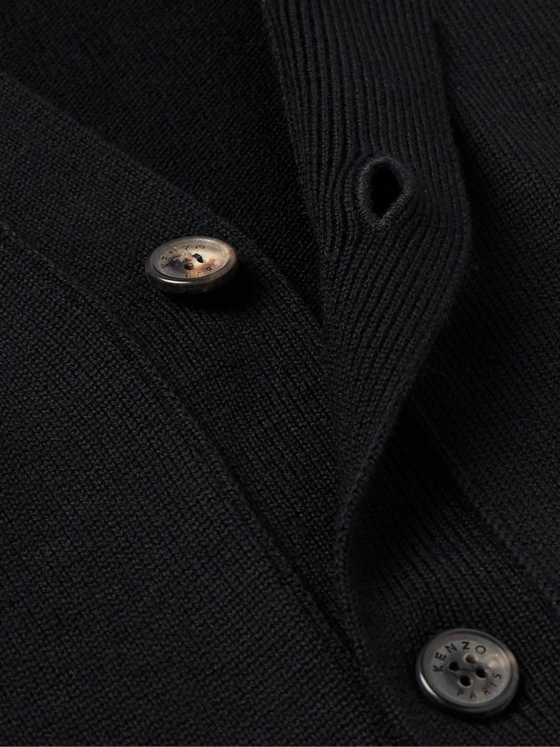 Shop Kenzo Logo-appliquéd Wool Cardigan In Black