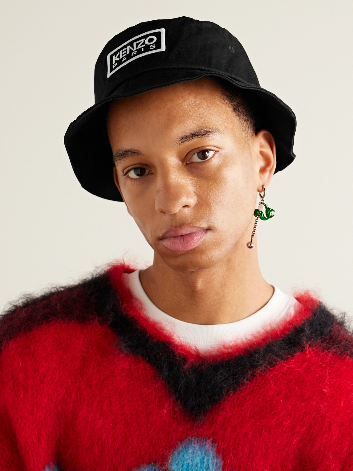 Shop Kenzo Logo-embroidered Cotton-twill Bucket Hat In Black