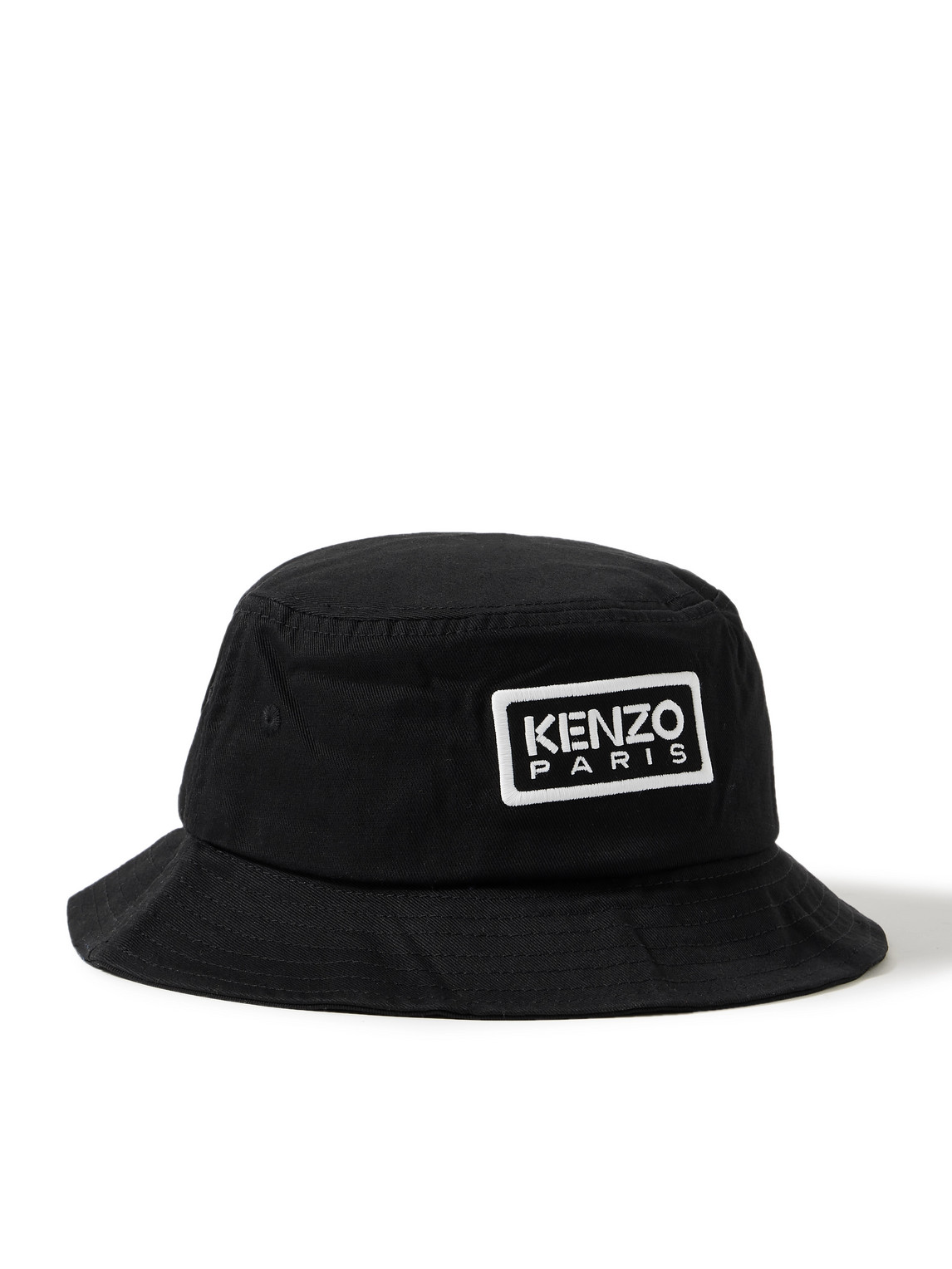 Shop Kenzo Logo-embroidered Cotton-twill Bucket Hat In Black
