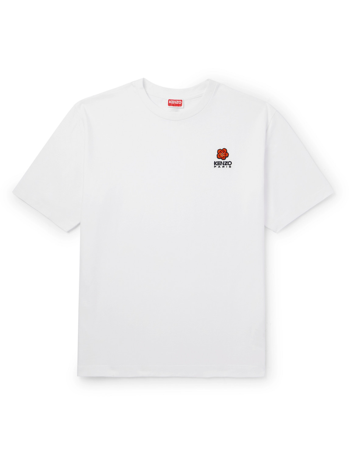 Kenzo Appliquéd Logo-embroidered Cotton-jersey T-shirt In White